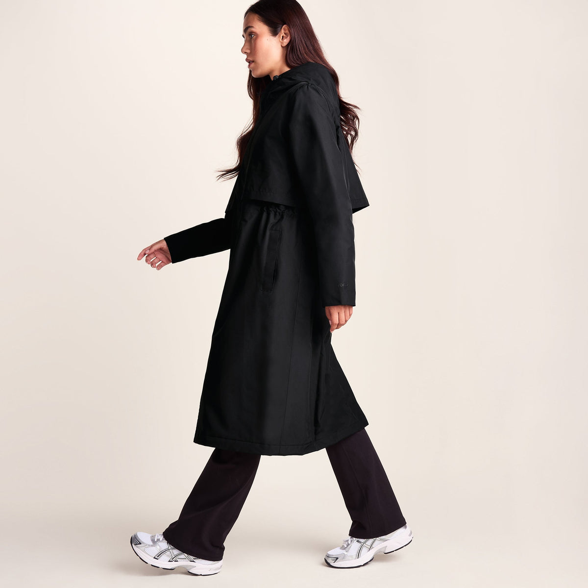 Ari Womens Longline Waterproof Insulated Trench Coat - Black - Image 6