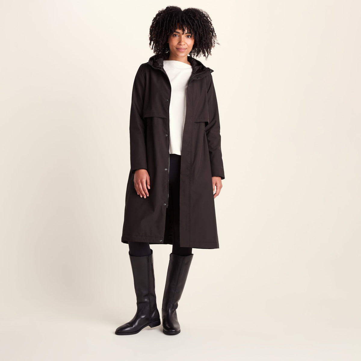 Ari Womens Longline Waterproof Insulated Trench Coat - Chocolate Brown - Image 2