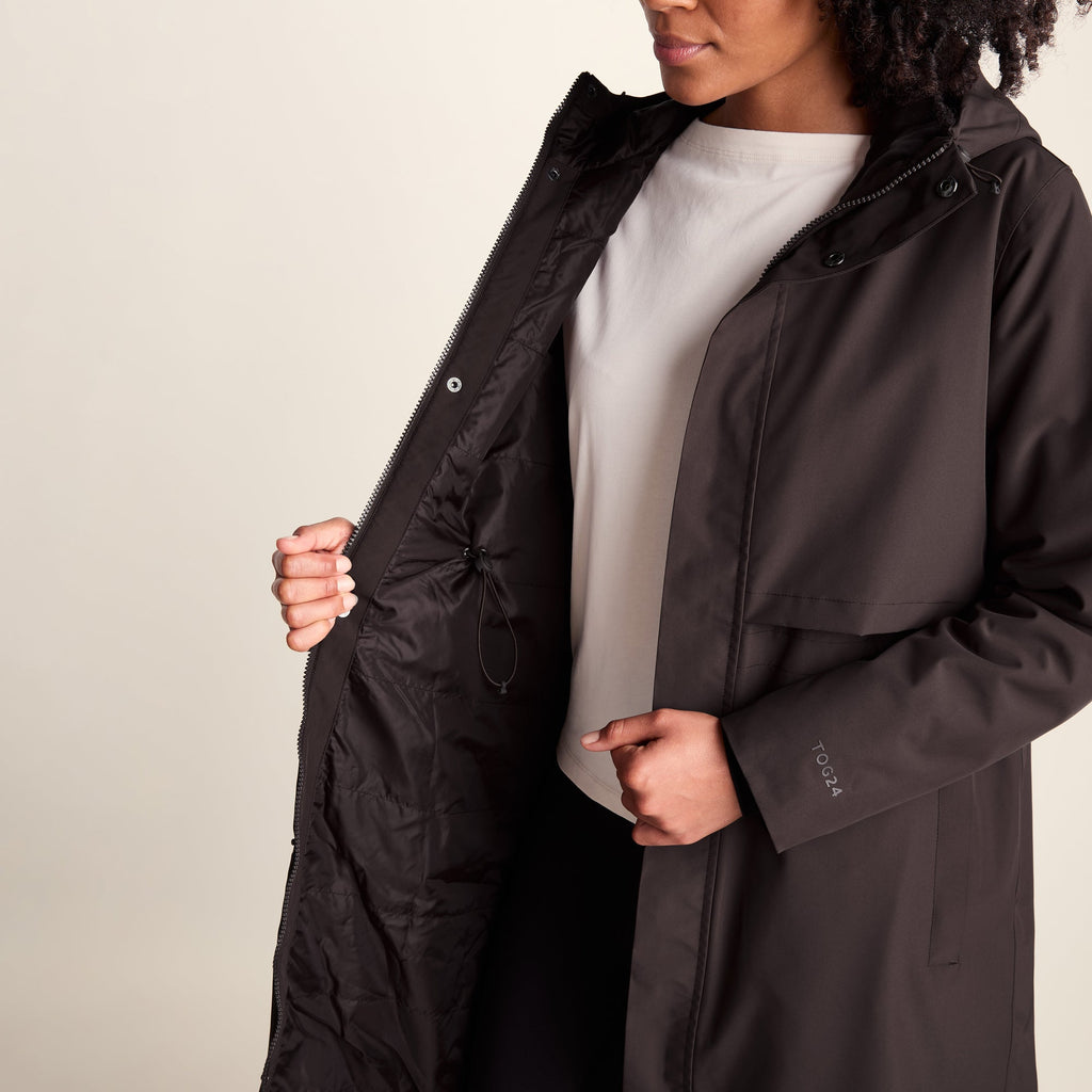 Ari Womens Longline Waterproof Insulated Trench Coat - Chocolate Brown - Image 7