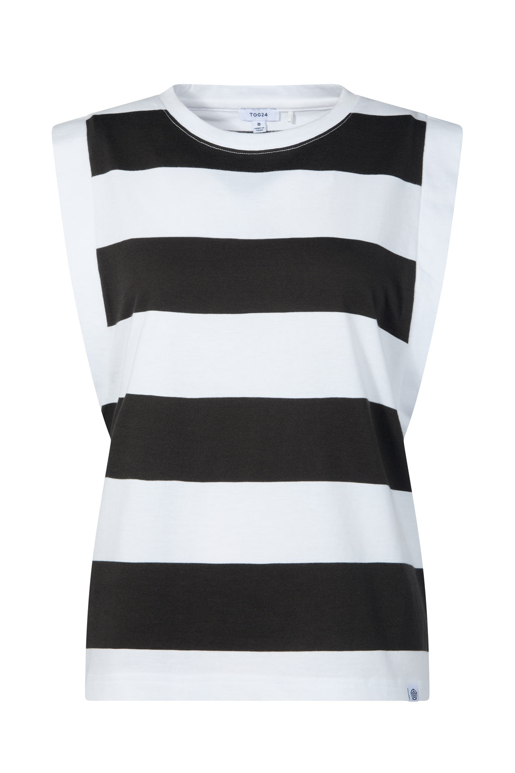 Aurelia Womens 100% Cotton Supersoft Boxy Fit Vest - Washed Black Stripe - Image 7