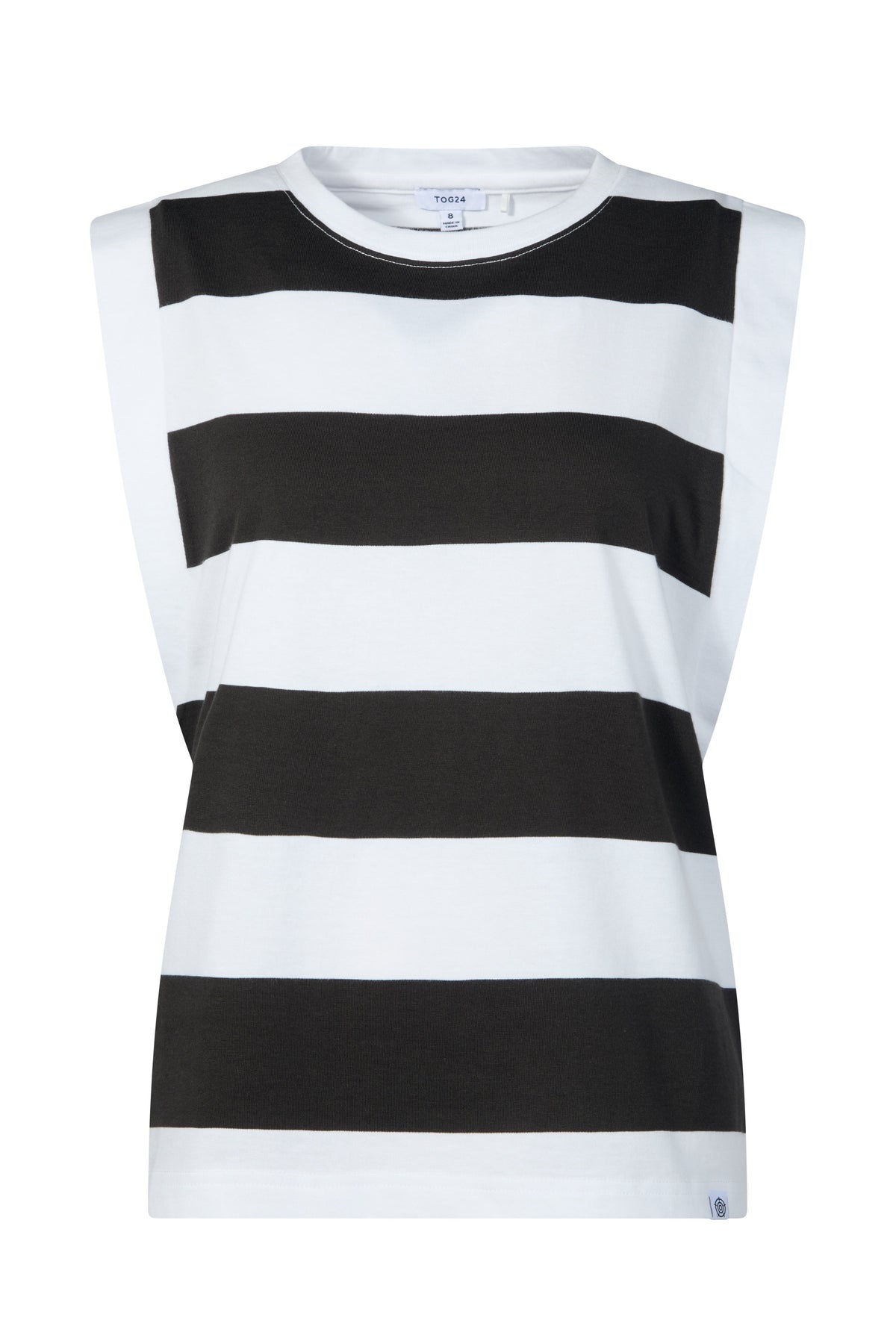 Aurelia Womens 100% Cotton Supersoft Boxy Fit Vest - Washed Black Stripe - Image 7