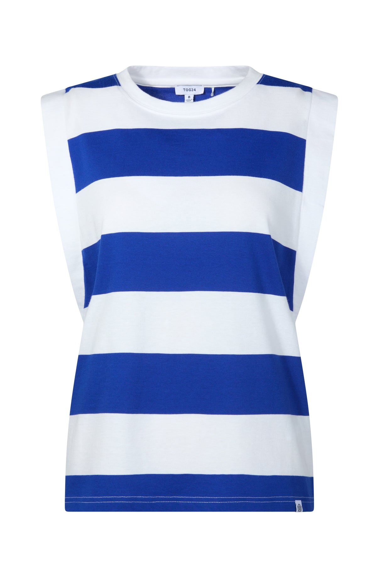 Aurelia Womens 100% Cotton Supersoft Boxy Fit Vest - Ultramarine Blue Stripe - Image 7
