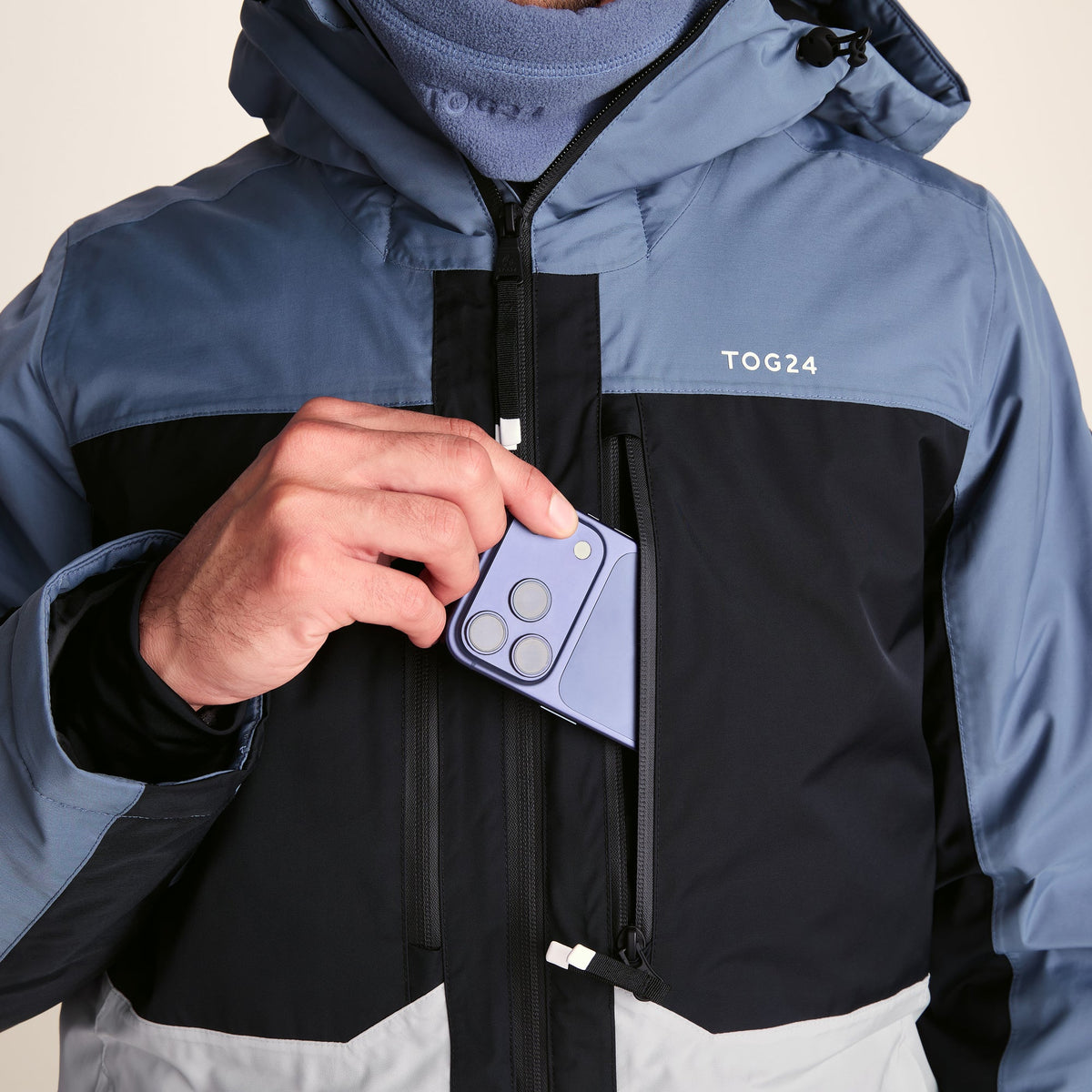 Avoriaz Mens Performance Waterproof Insulated Ski Jacket - Smokey Blue - Image 9