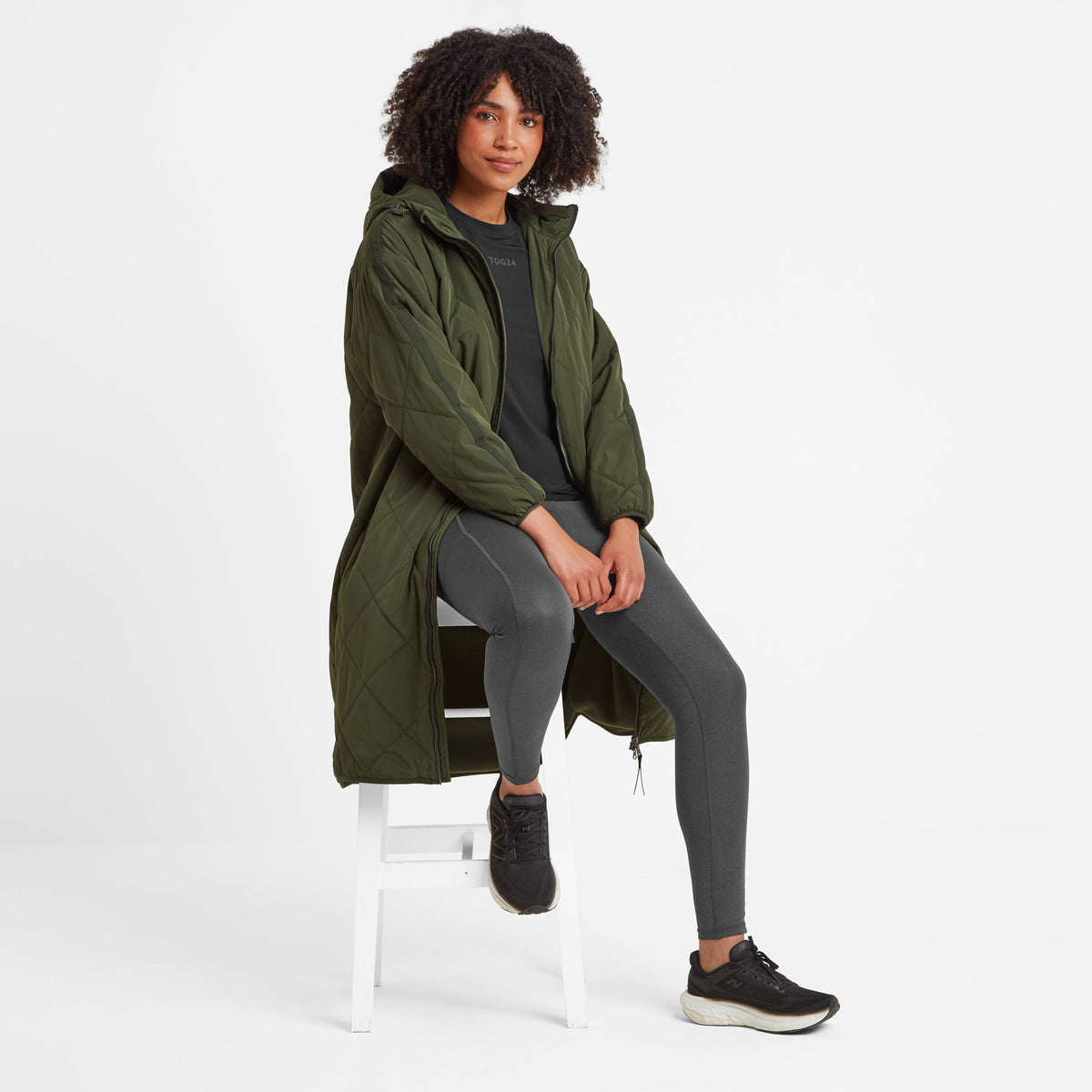 Banton Womens Oversized Shower Resistant Insulated Jacket - Dark Green - Image 4