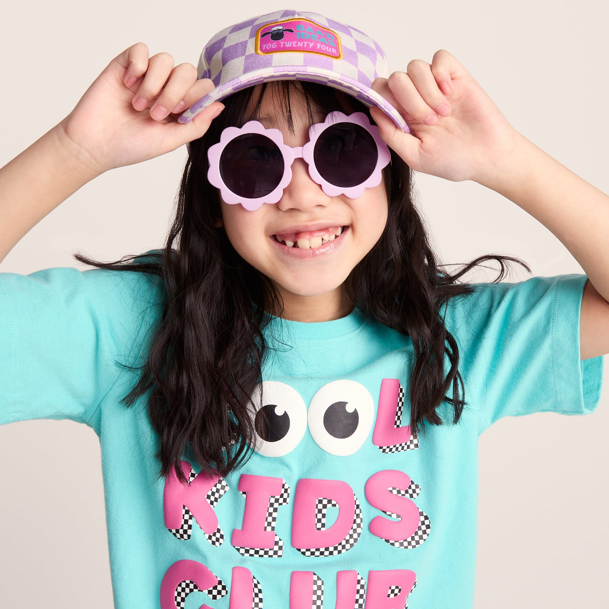Bardoka Kids Shaun the Sheep Baseball Cap - Lilac Haze/White Checkerboard - Image 6