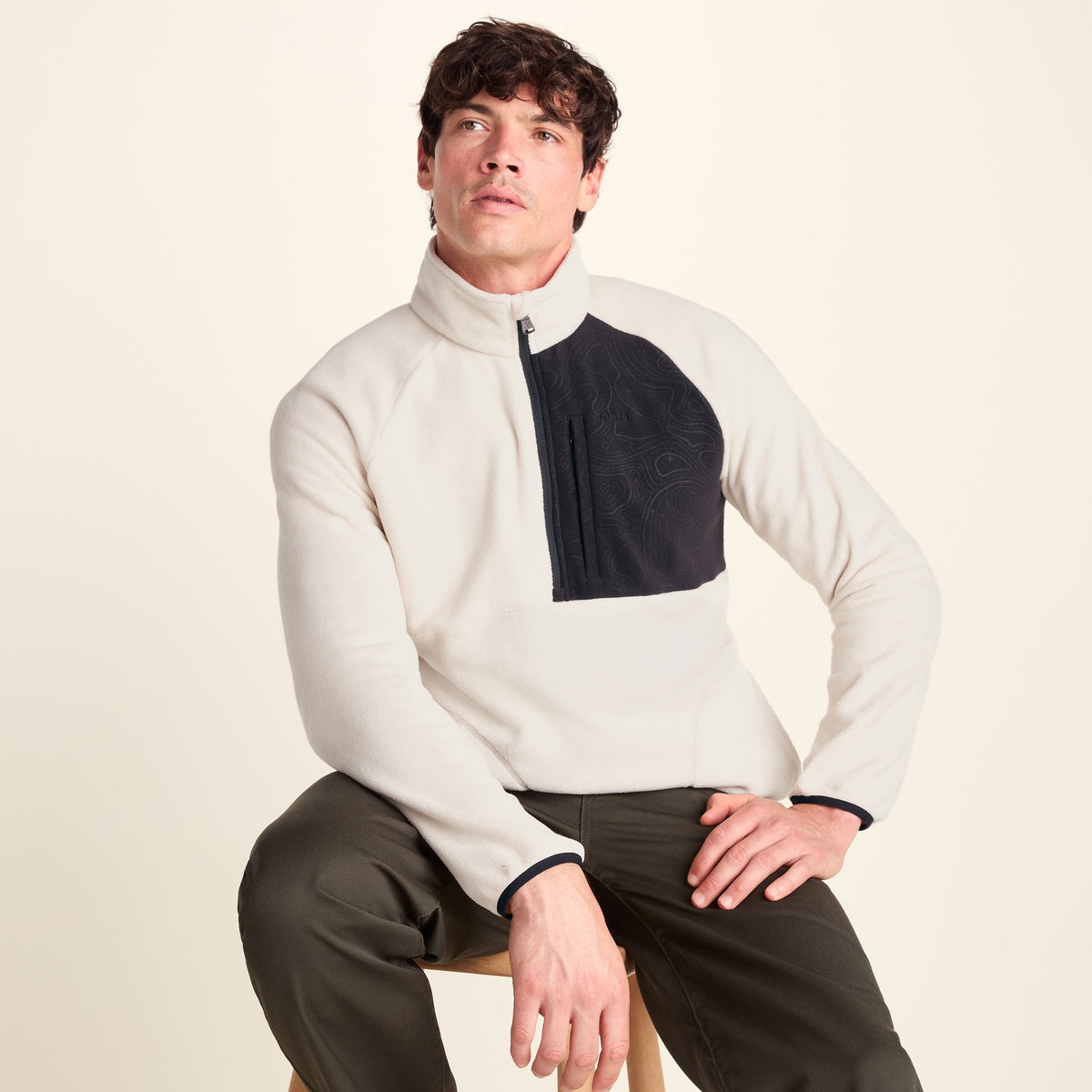 Barker Mens Midweight Microfleece Half Zip Pullover - Buttercream - Image 5