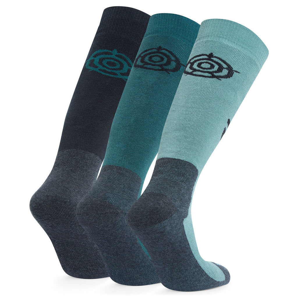 Bergenz 3 Pack Mens Ski Socks - Black/Dark Turquoise/Steel Teal - Image 2
