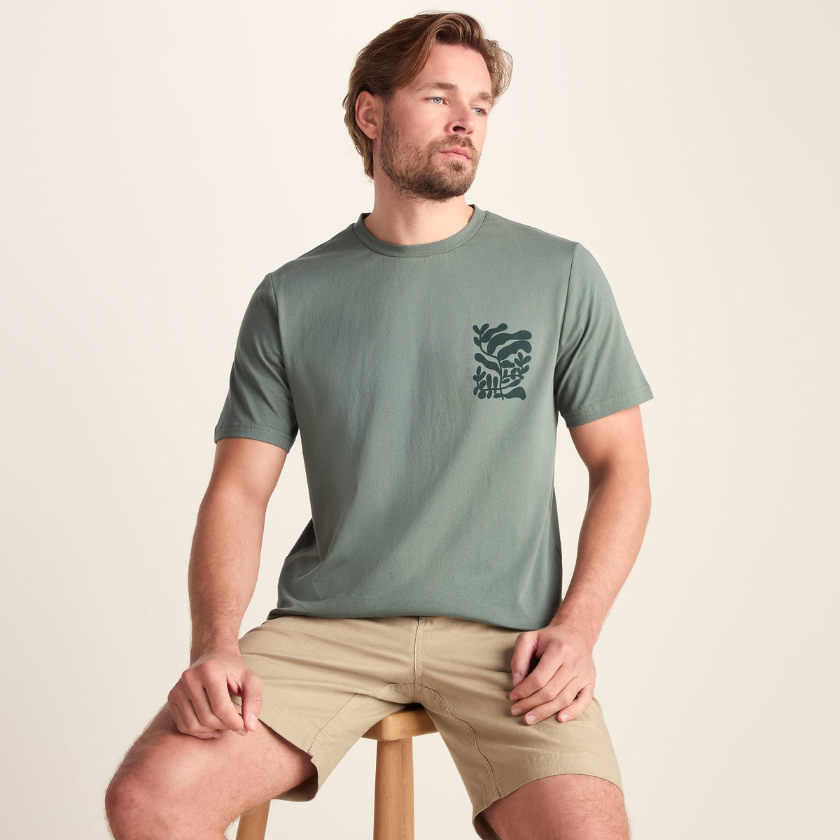 Botanical Mens Relaxed Fit Supersoft T-shirt - Light Forest - Image 4