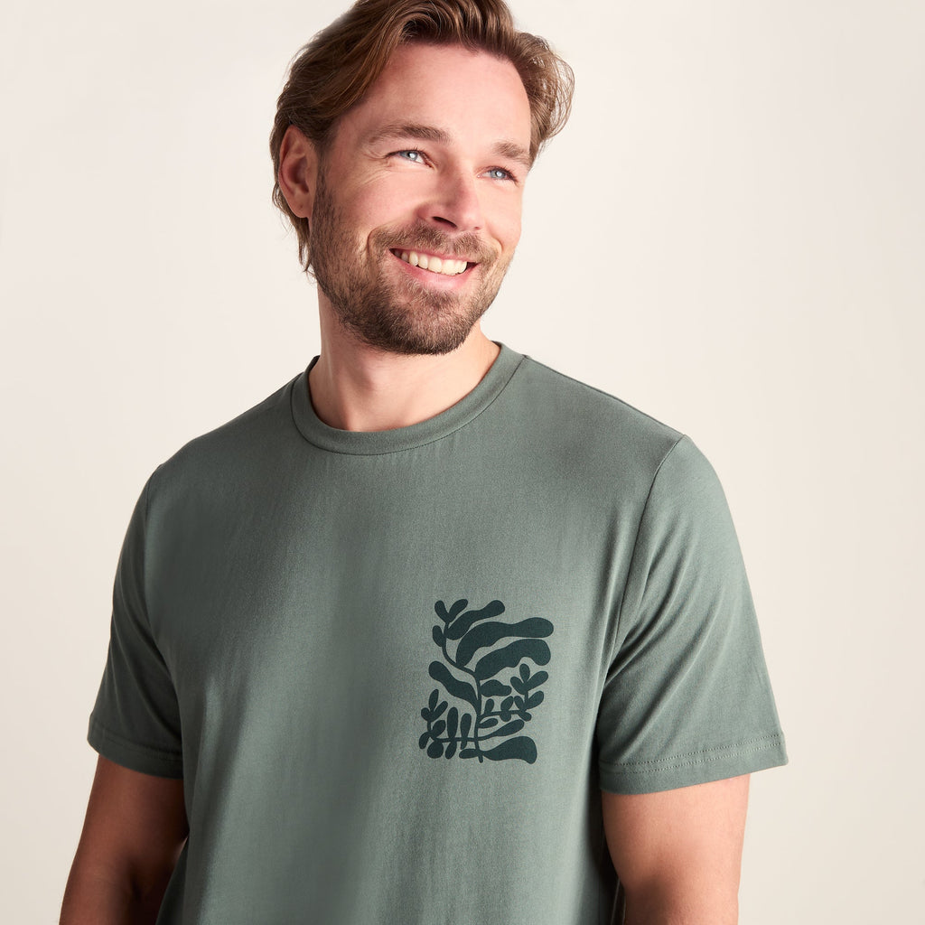 Botanical Mens Relaxed Fit Supersoft T-shirt - Light Forest - Image 5