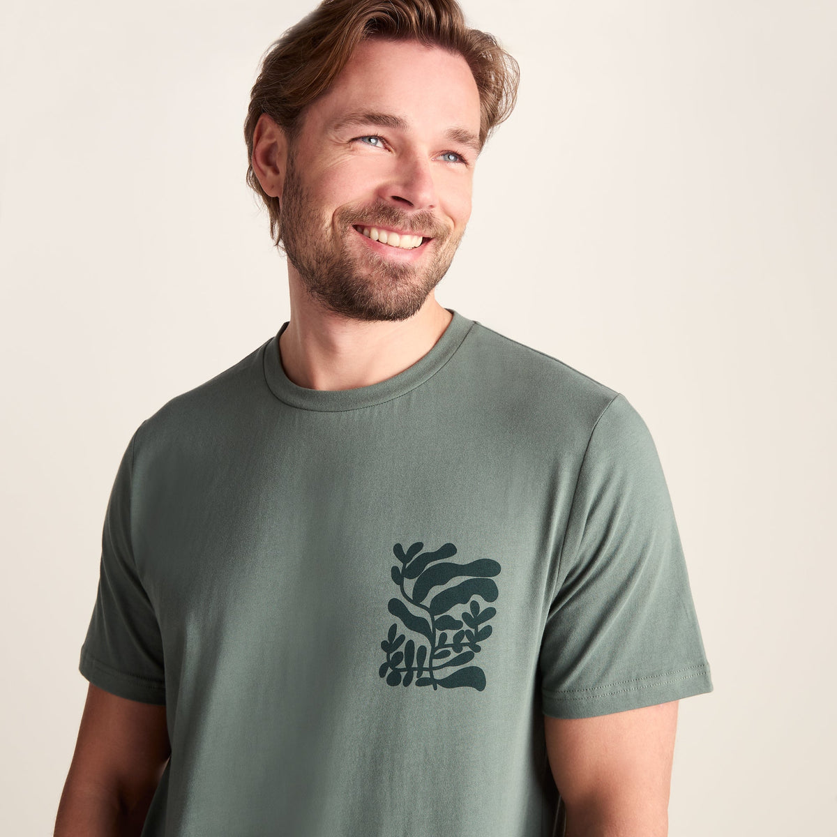 Botanical Mens Relaxed Fit Supersoft T-shirt - Light Forest - Image 5