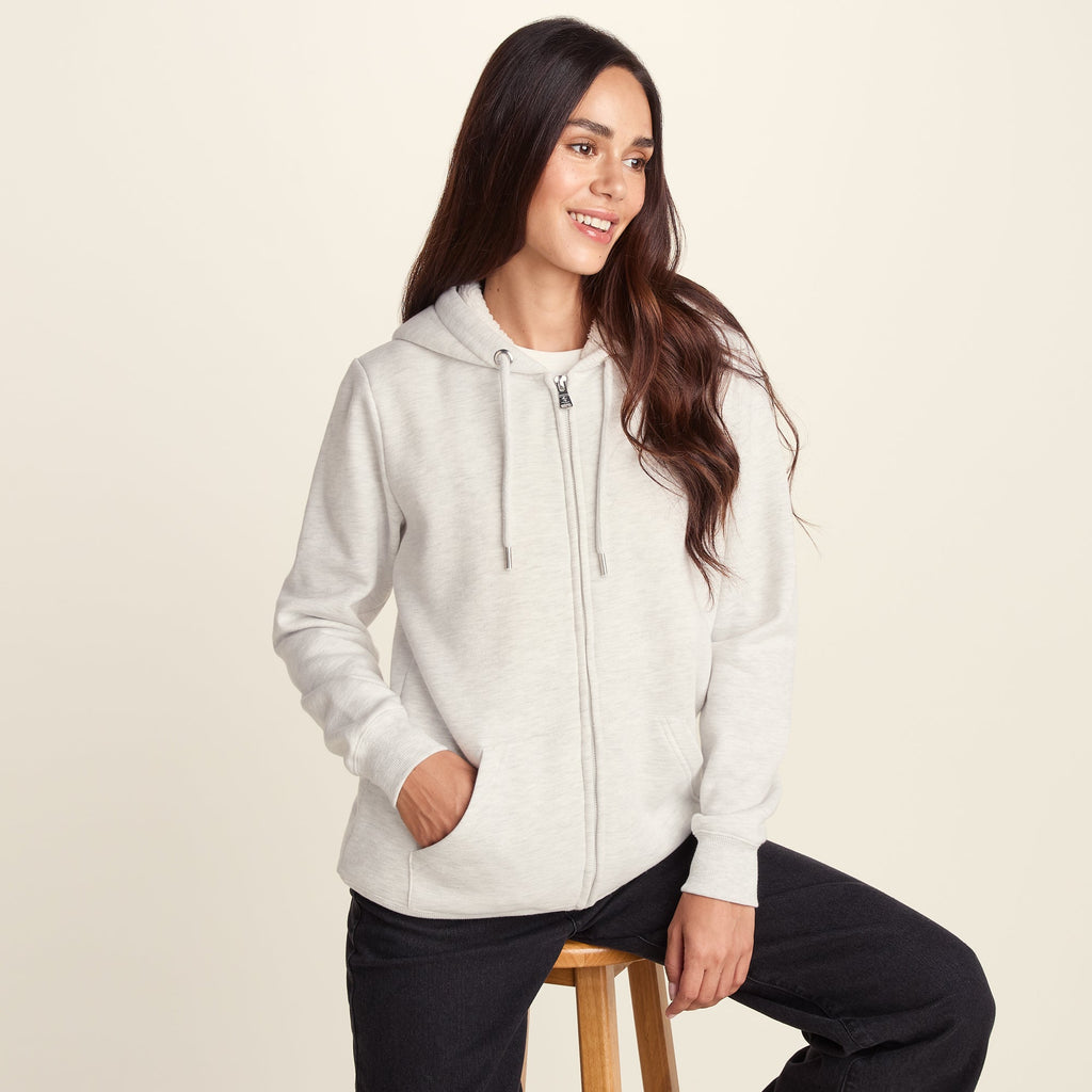 Bradshaw Womens Supersoft Sherpa Lined Zip Hoodie - Ice Grey Melange - Image 4