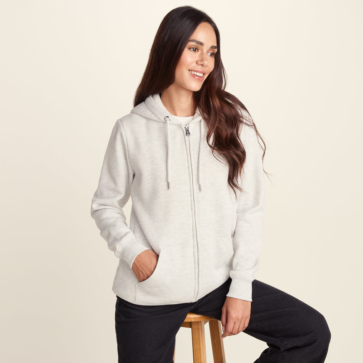 Bradshaw Womens Supersoft Sherpa Lined Zip Hoodie - Ice Grey Melange - Image 4