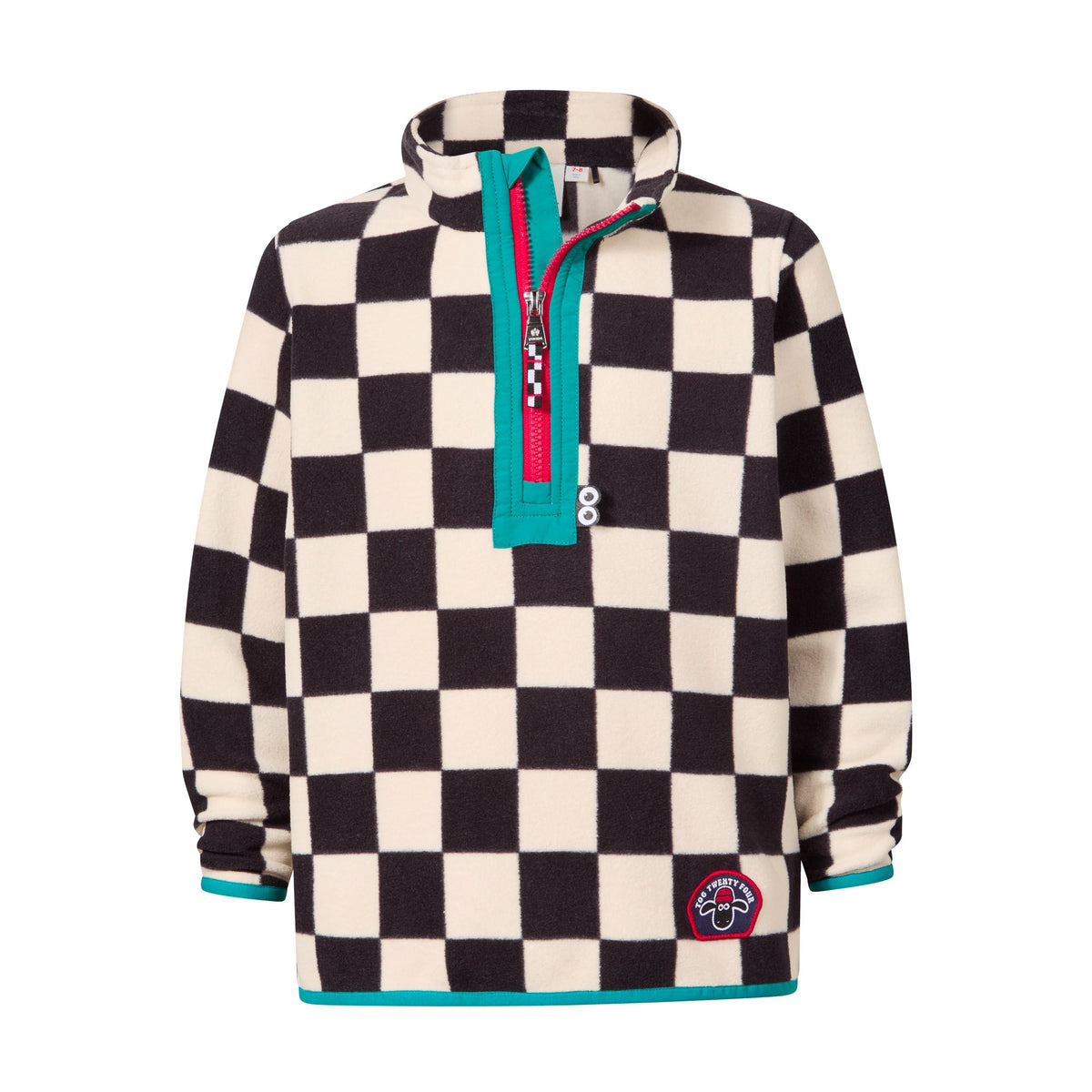 Brecknock Kids Shaun the Sheep Fleece Zip Neck - Woolly/Black Checkerboard - Image 10