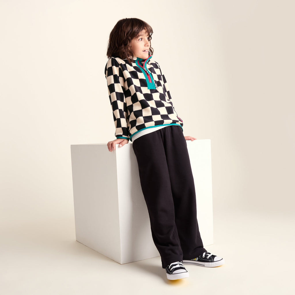 Brecknock Kids Shaun the Sheep Fleece Zip Neck - Woolly/Black Checkerboard - Image 8