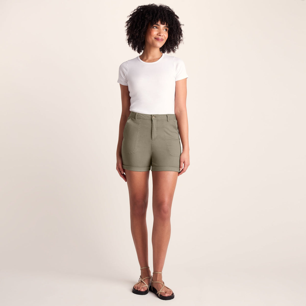 Canvey Womens Chino Shorts - Sage Green - Image 2