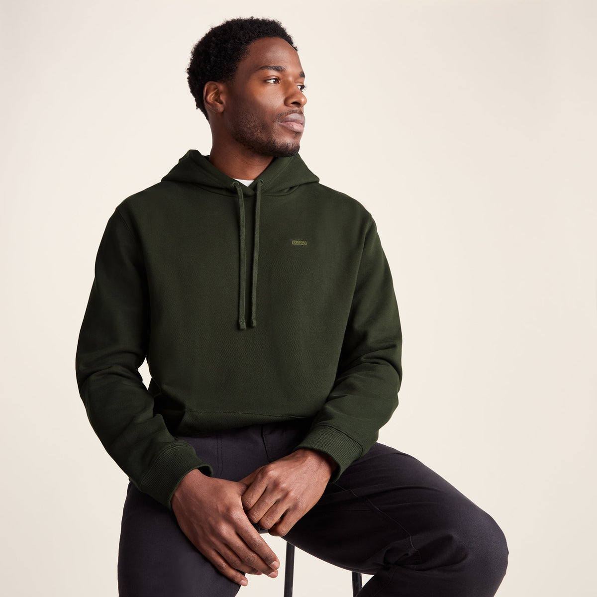 Carlton Mens Oversized Heavyweight 100% Cotton Hoody - Dark Olive Green - Image 5
