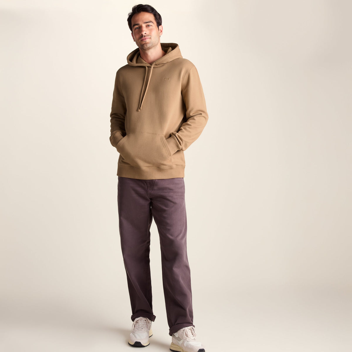 Carlton Mens Oversized Heavyweight 100% Cotton Hoody - Soft Brown - Image 3