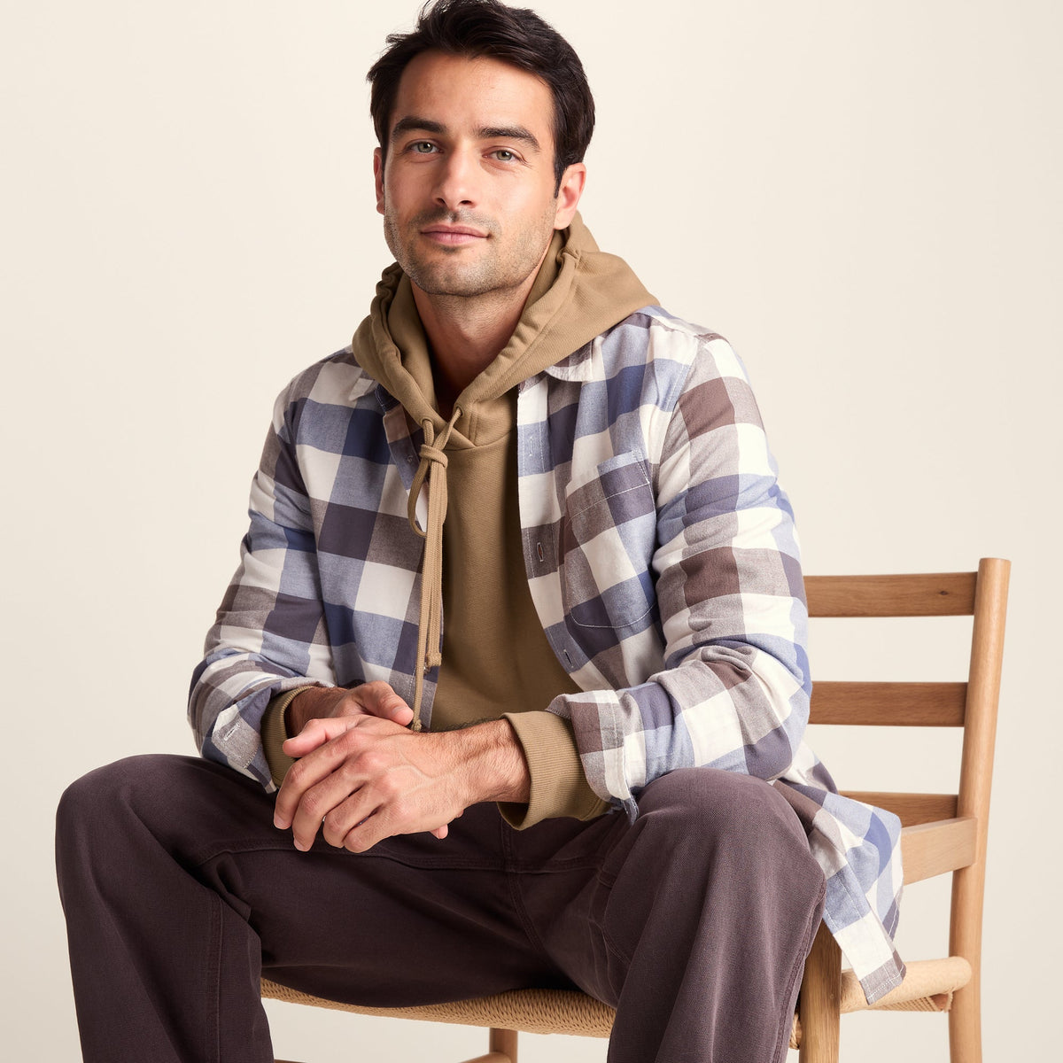 Carlton Mens Oversized Heavyweight 100% Cotton Hoody - Soft Brown - Image 7