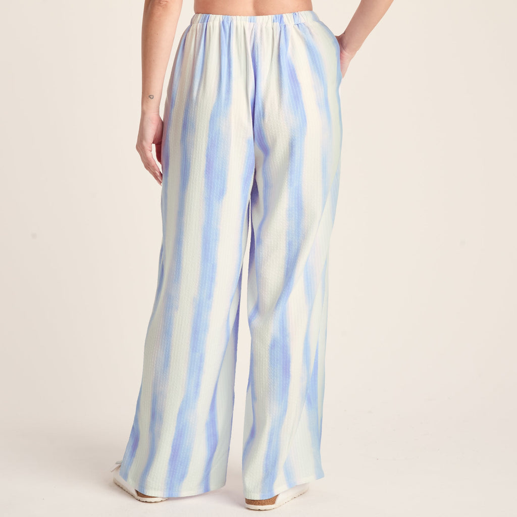 Christina Womens Wide Leg Lightweight Trousers - Blue Hues Print - Image 2
