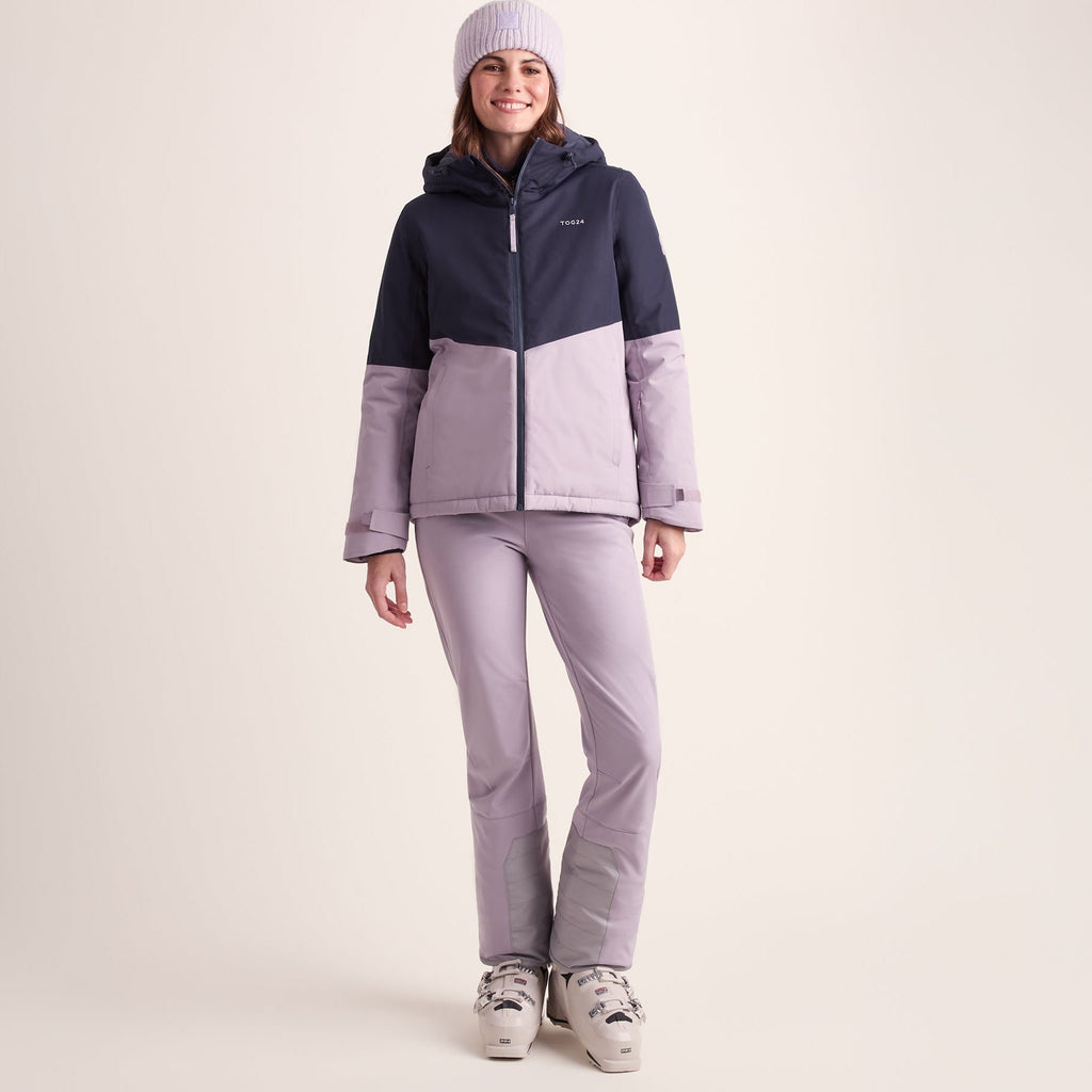 Corvara Womens Waterproof Insulated Ski Jacket - Oxford Blue/Lavender Grey - Image 2