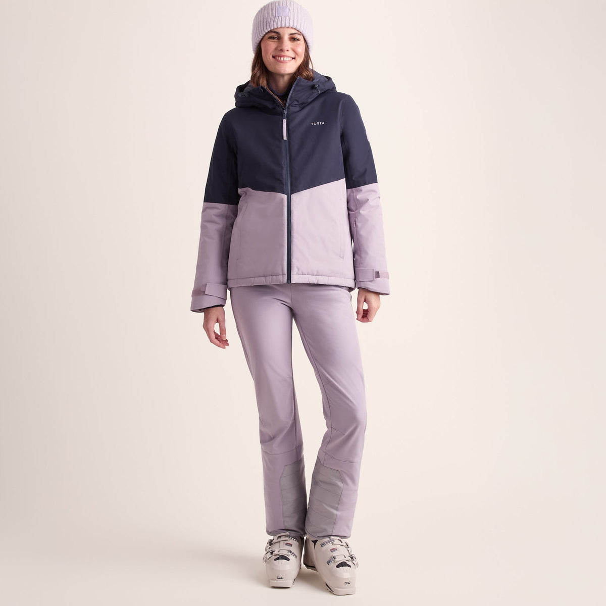 Corvara Womens Waterproof Insulated Ski Jacket - Oxford Blue/Lavender Grey - Image 2
