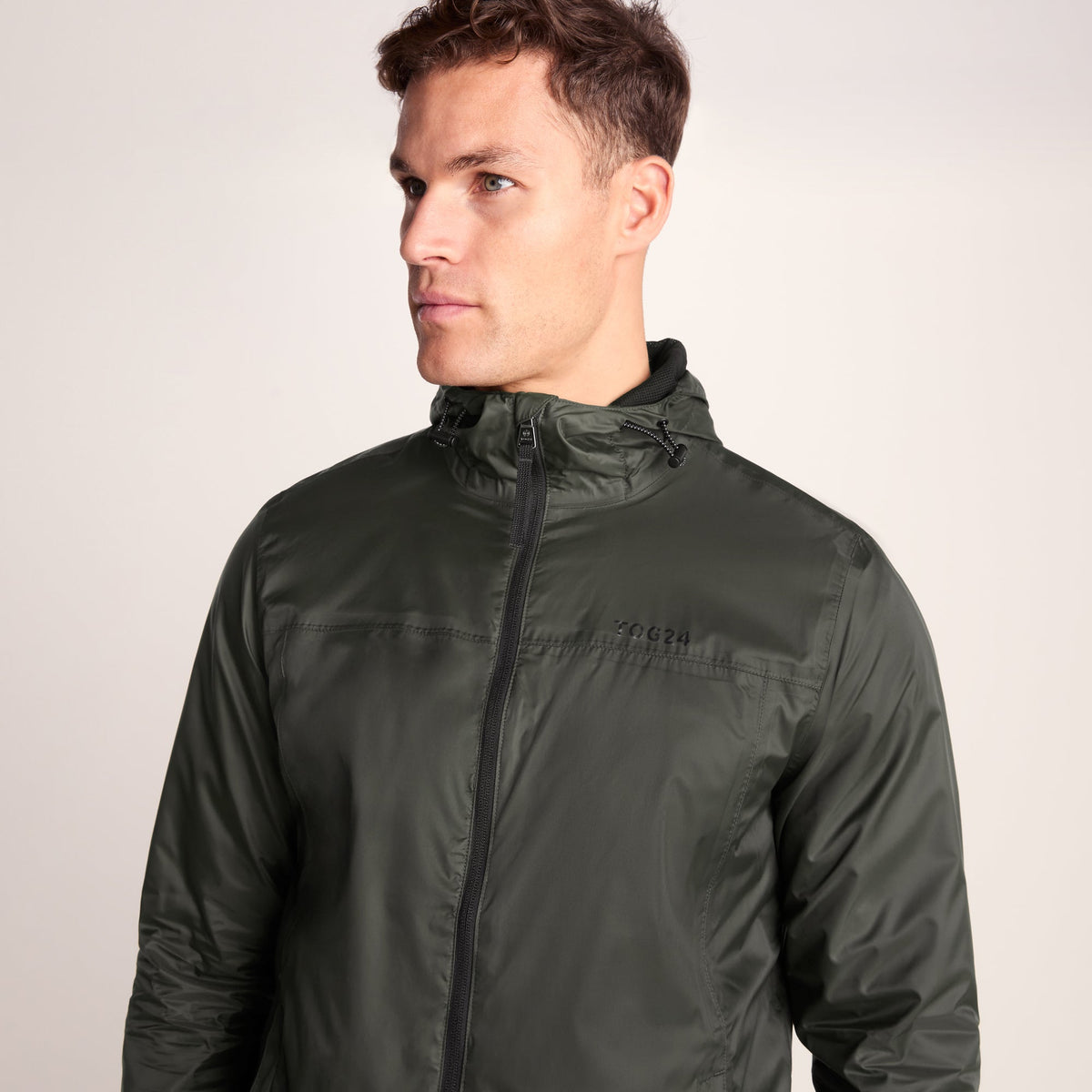 Craven Mens Waterproof Packaway Jacket - Dark Khaki - Image 2