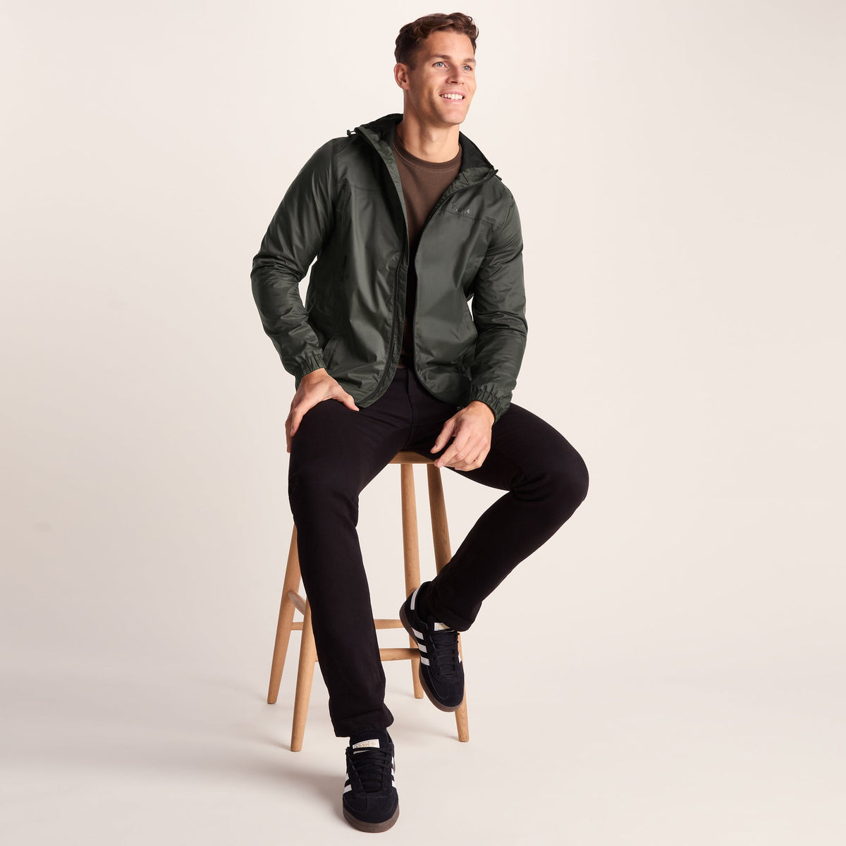 Craven Mens Waterproof Packaway Jacket - Dark Khaki - Image 4