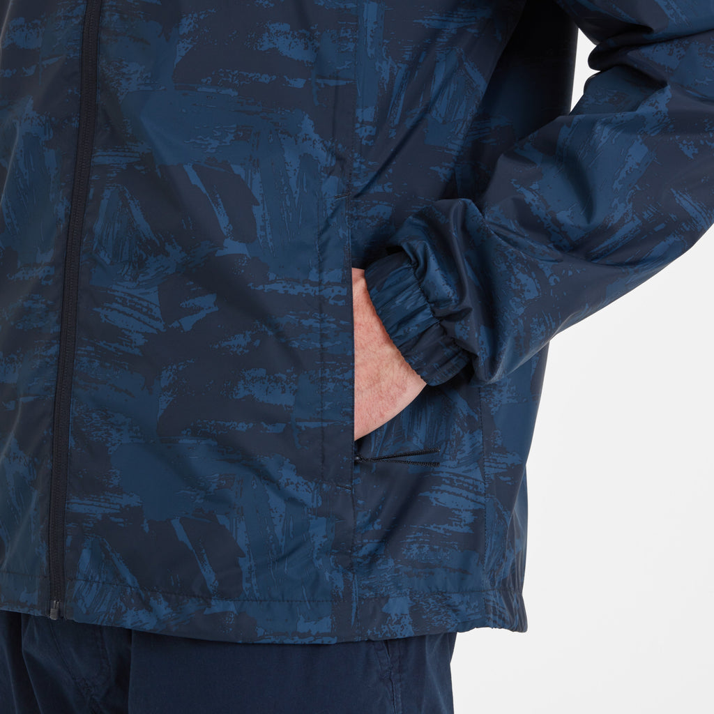 Craven Mens Waterproof Packaway Jacket - Dk Indigo Brushstroke Print - Image 6