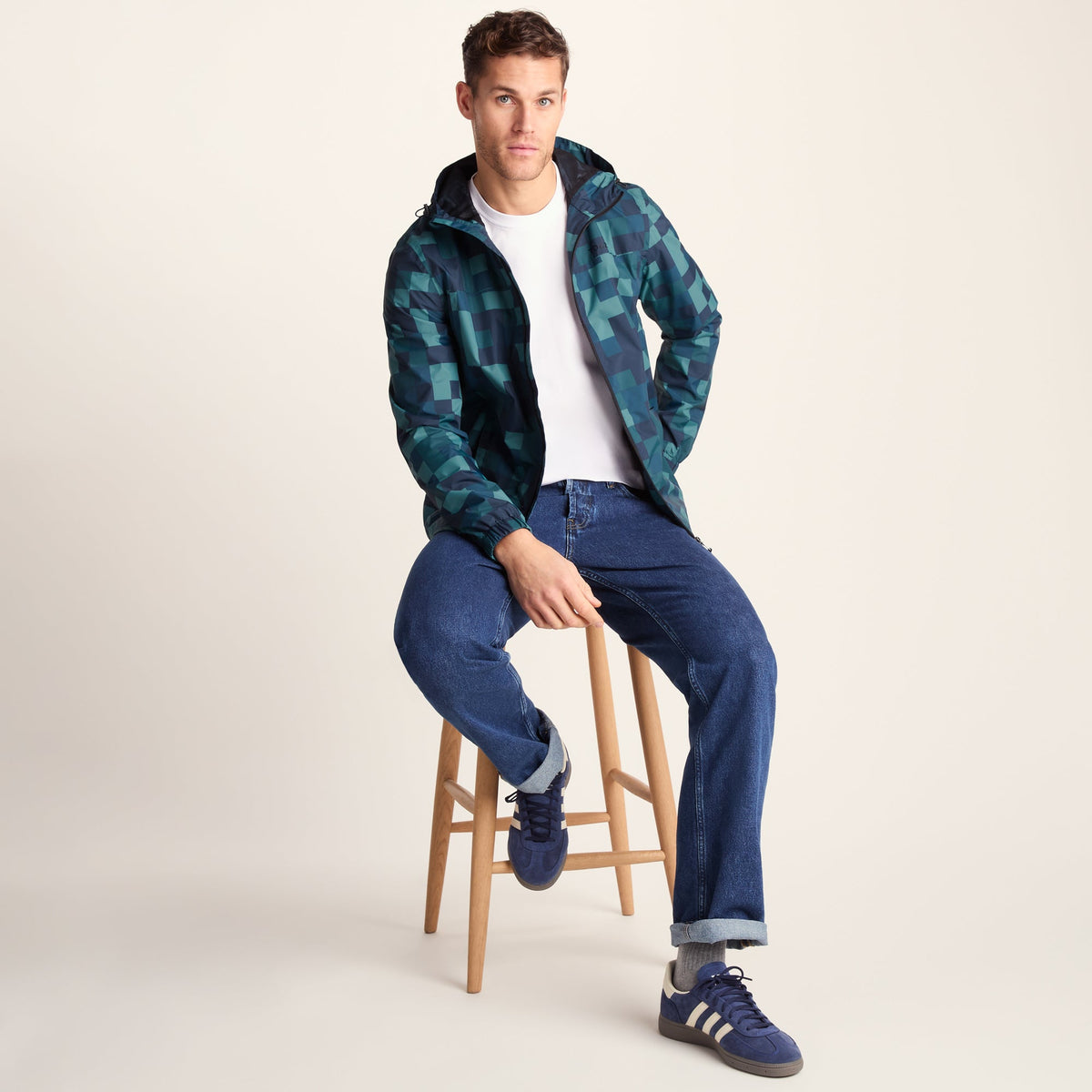 Craven Mens Waterproof Packaway Jacket - Blue Pixel - Image 6