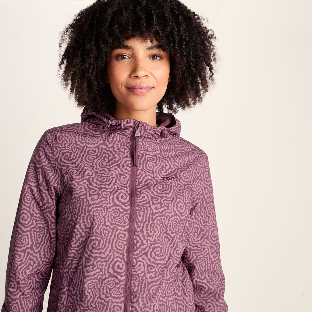 Craven Womens Waterproof Packaway Jacket - Black/Raspberry Wiggle Print - Image 6