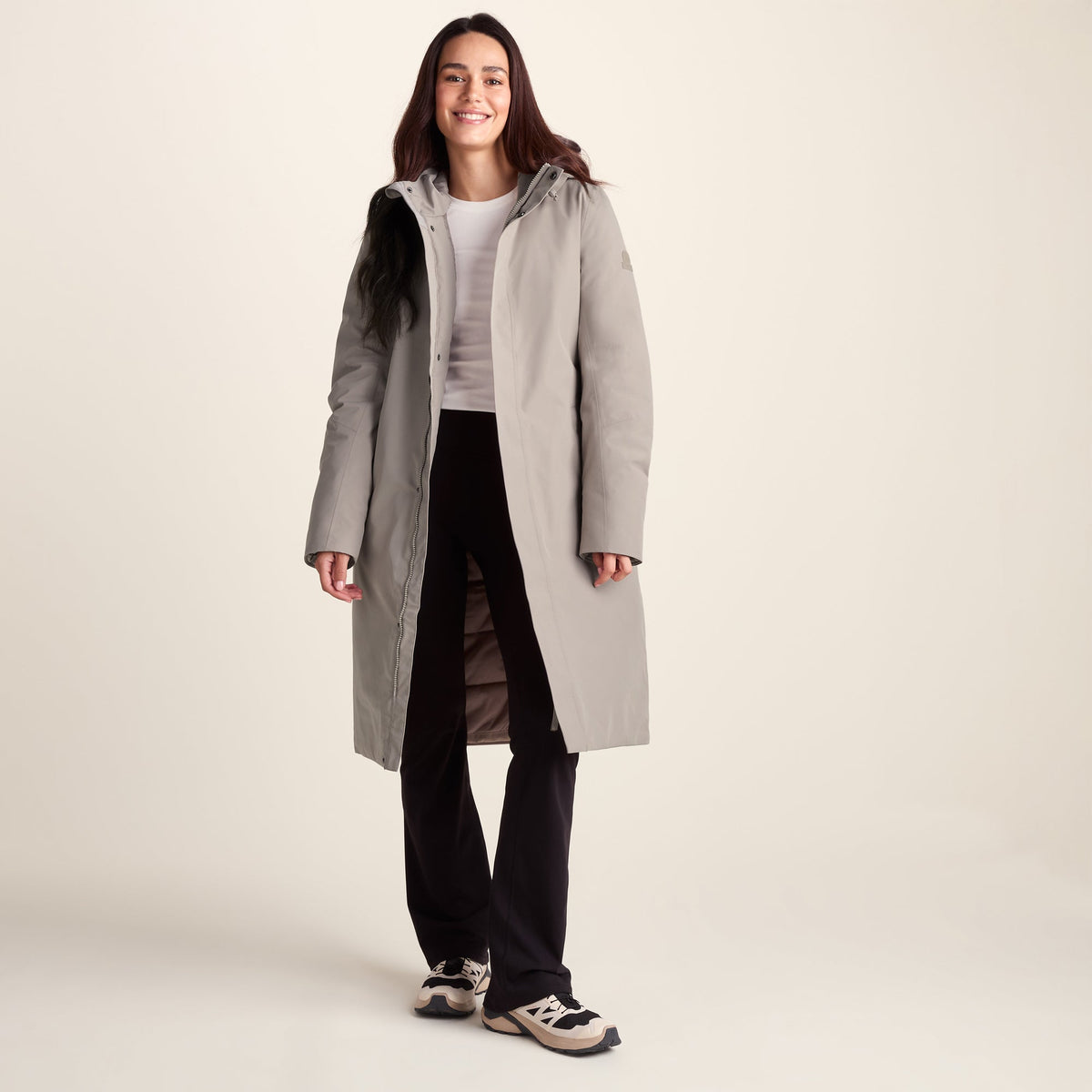 Dalton Womens Longline Waterproof Insulated Coat - Dark Taupe - Image 2
