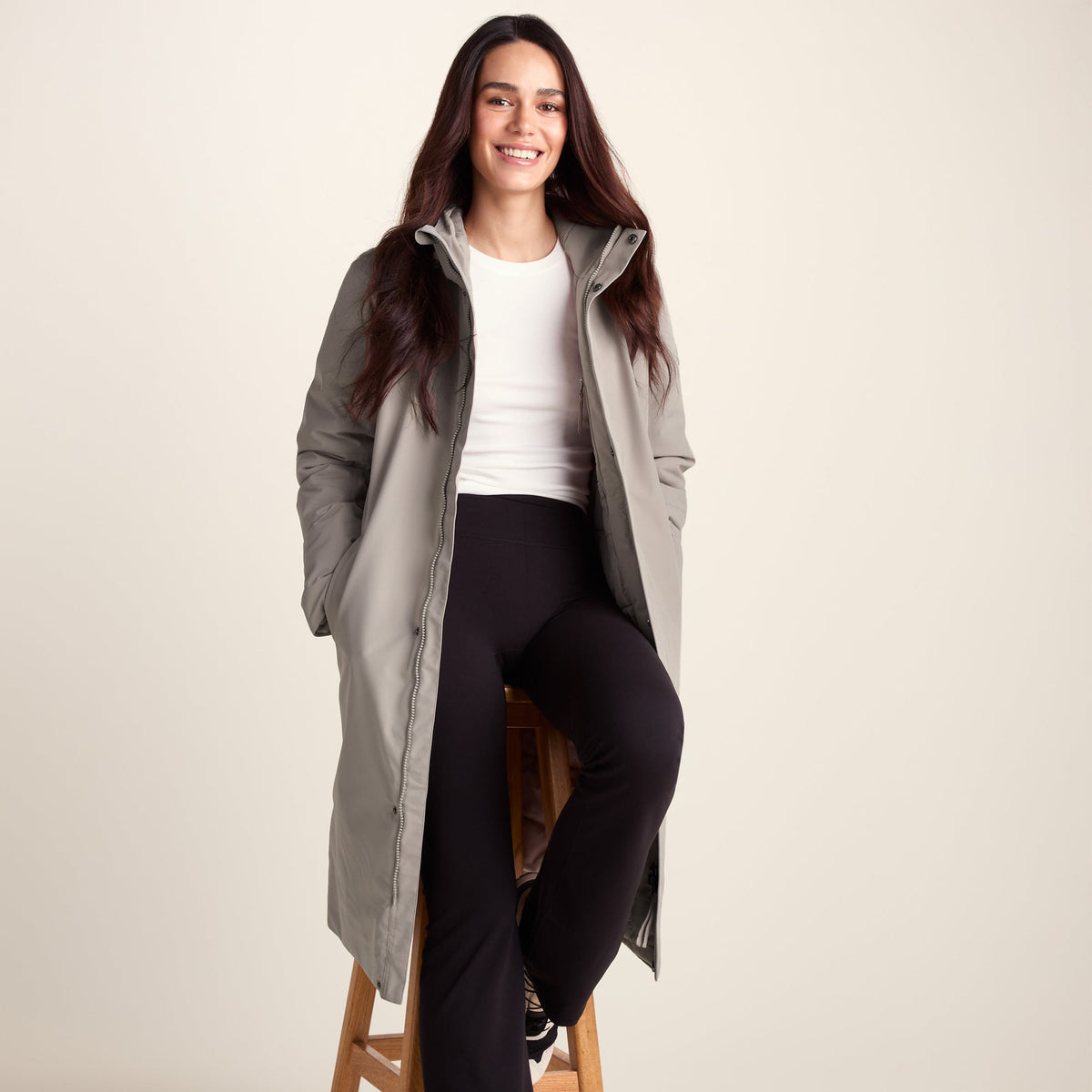 Dalton Womens Longline Waterproof Insulated Coat - Dark Taupe - Image 4