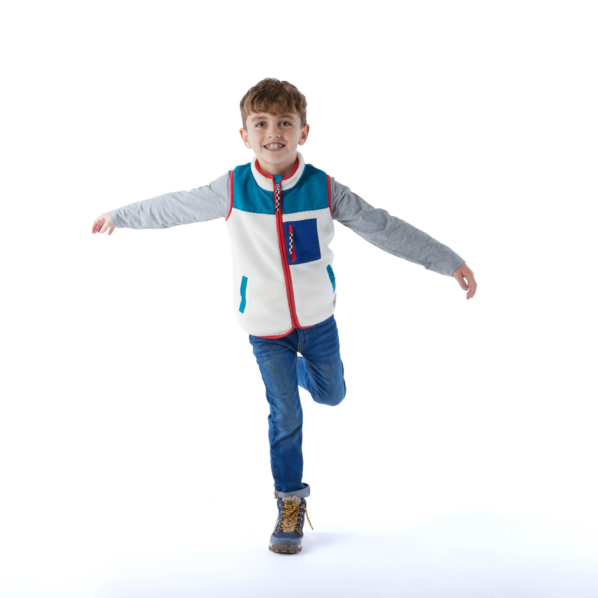 Damara Kids Shaun the Sheep Sherpa Gilet - Woolly/Ocean Blue - Image 4
