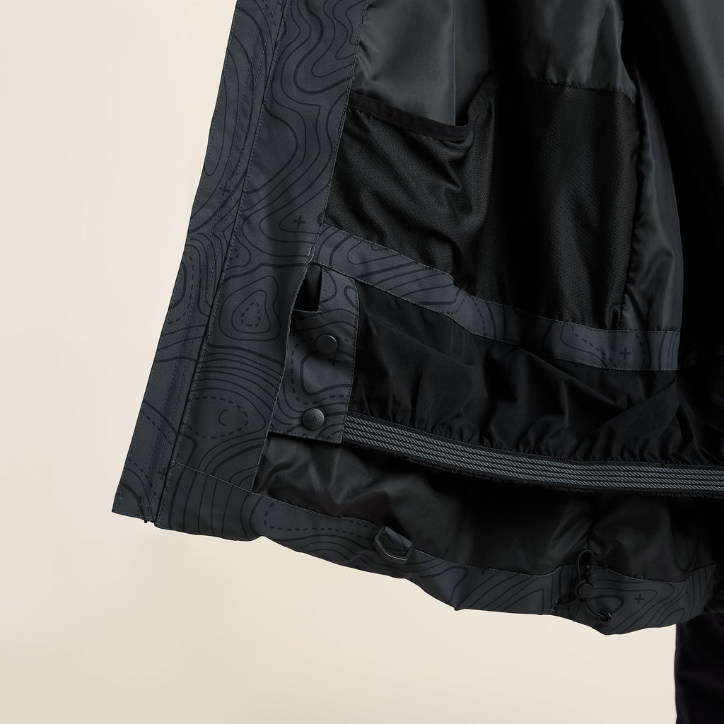 Davos Mens Shower Resistant Insulated Ski Jacket - Black Terrain Print - Image 8