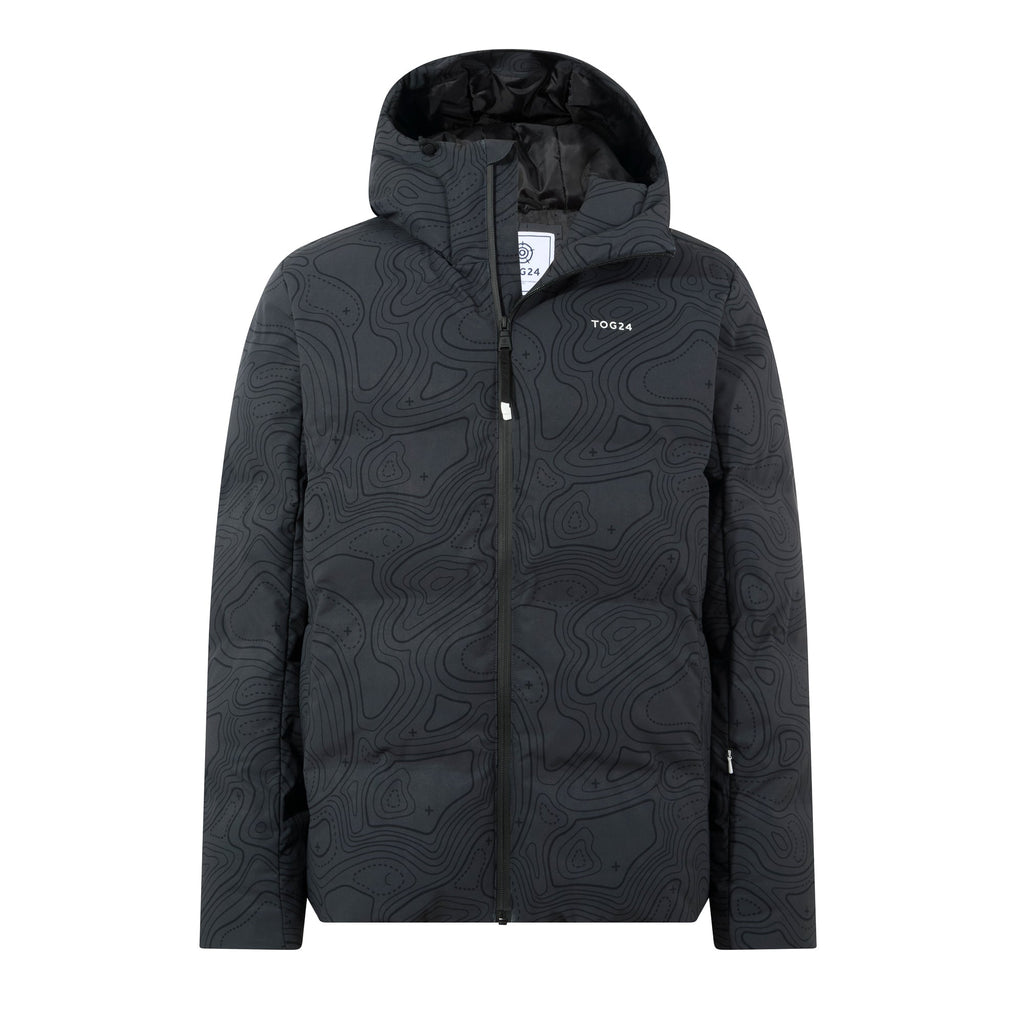 Davos Mens Shower Resistant Insulated Ski Jacket - Black Terrain Print - Image 19