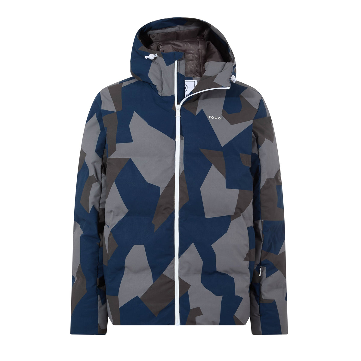 Davos Mens Shower Resistant Insulated Ski Jacket - Blue Geo Camo Print - Image 19