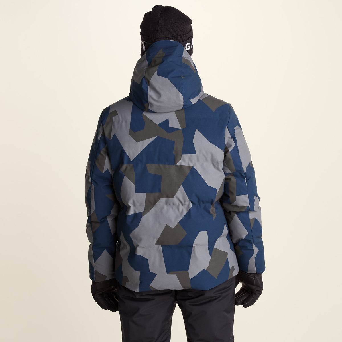 Davos Mens Shower Resistant Insulated Ski Jacket - Blue Geo Camo Print - Image 3