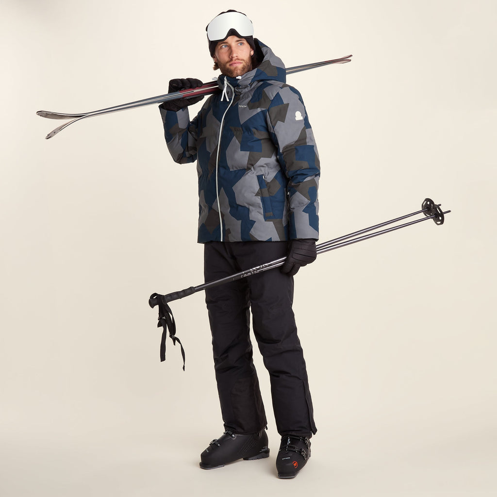 Davos Mens Shower Resistant Insulated Ski Jacket - Blue Geo Camo Print - Image 5