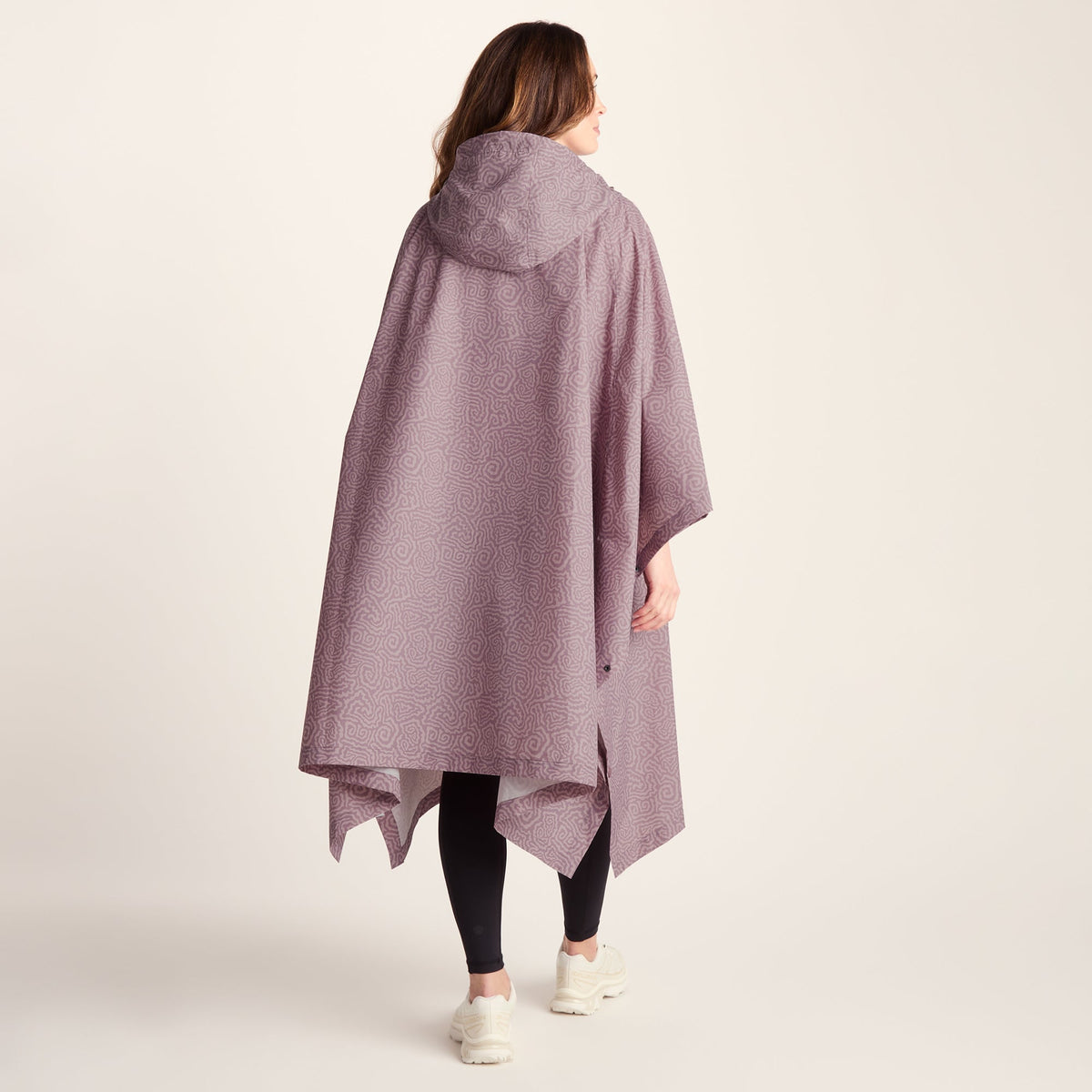 Drench Unisex Waterproof Poncho - Dusky Pink Wiggle Print - Image 4
