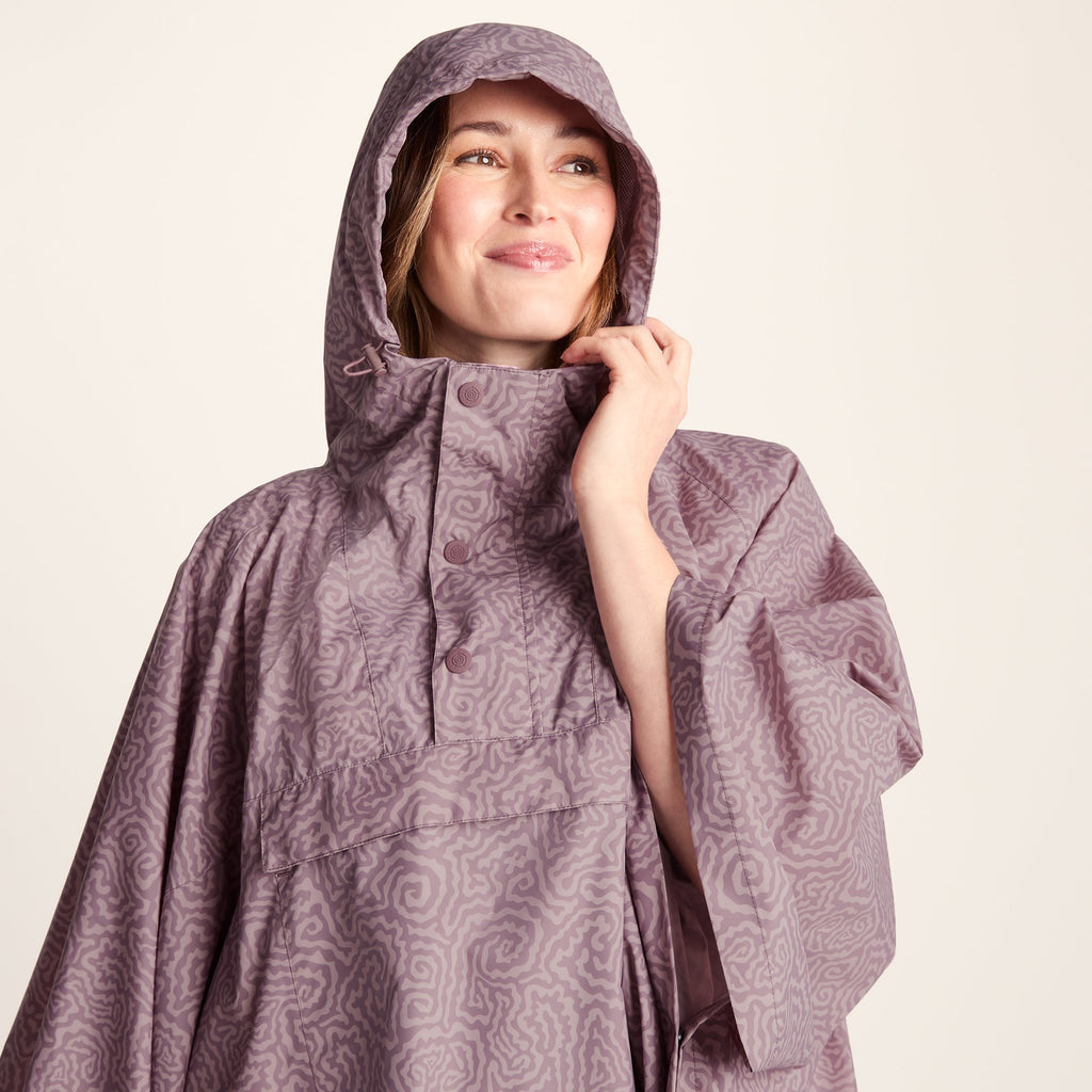 Drench Unisex Waterproof Poncho - Dusky Pink Wiggle Print - Image 8