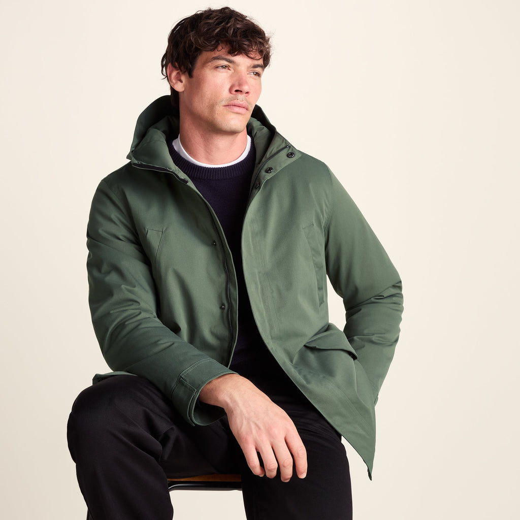 Dunnigan Mens Lightweight Padded Waterproof Parka - Forage Green - Image 5