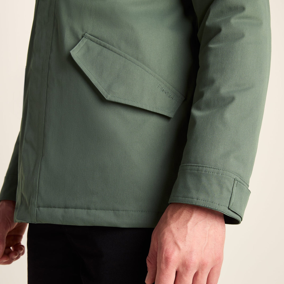 Dunnigan Mens Lightweight Padded Waterproof Parka - Forage Green - Image 7