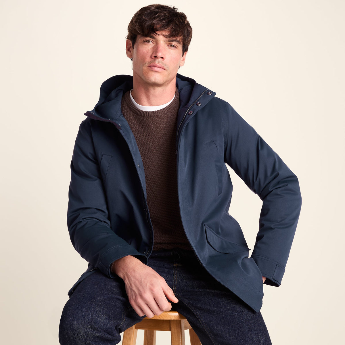 Dunnigan Mens Lightweight Padded Waterproof Parka - Deepest Blue - Image 4