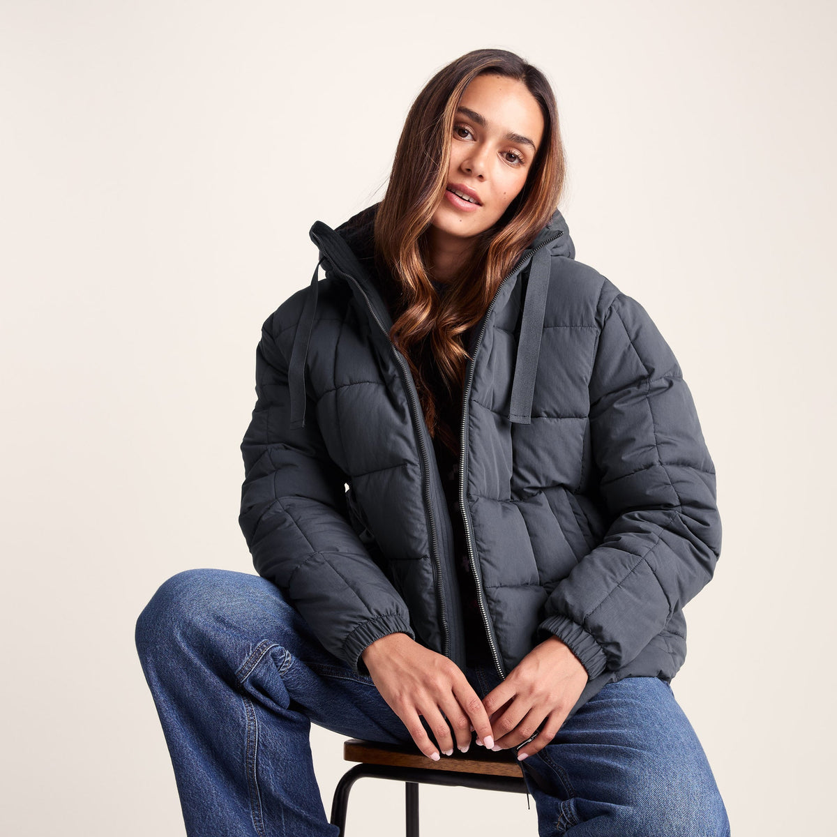Else Womens Oversized Shower Resistant Heavy Padded Jacket - Washed Blue - Image 3