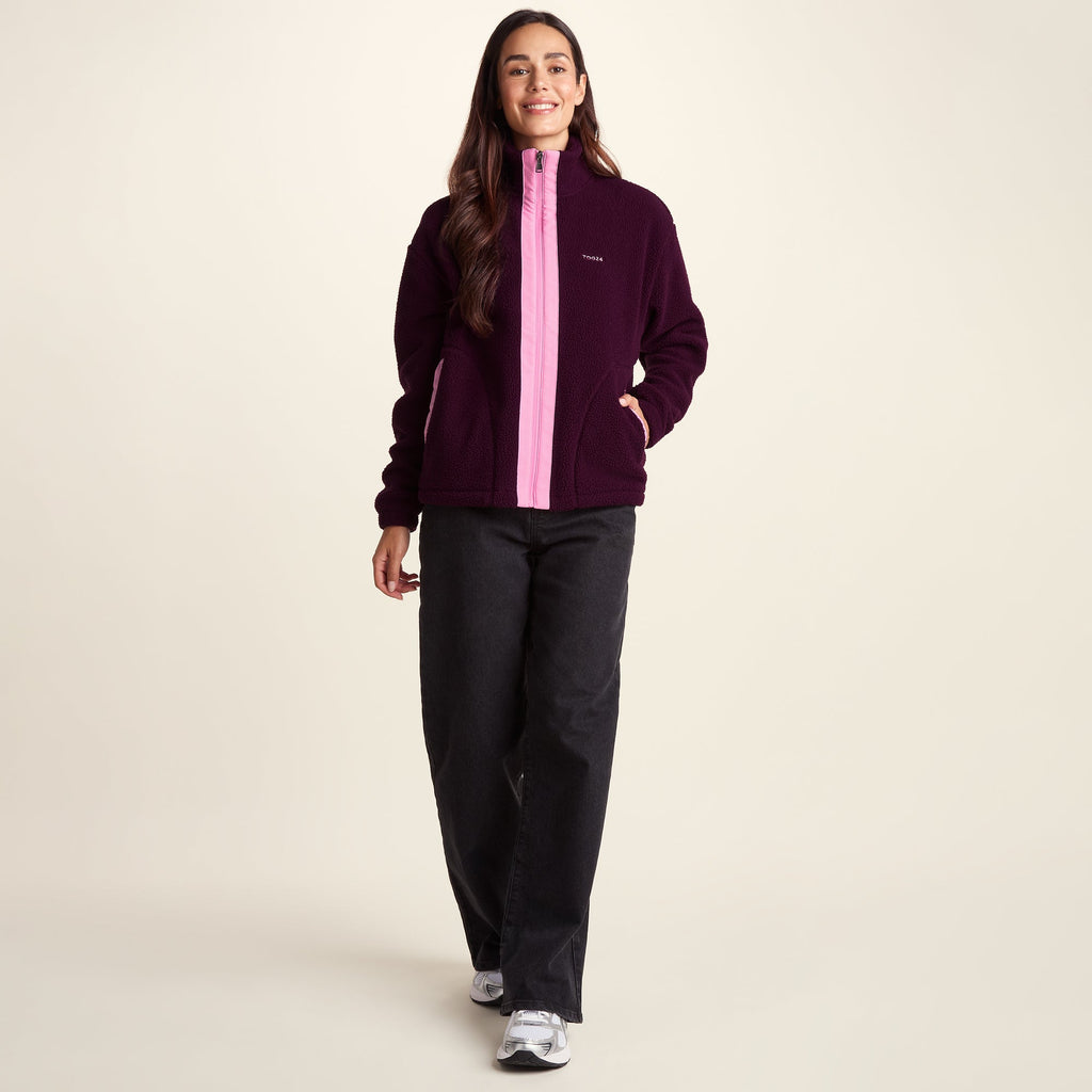 Emilie Womens Relaxed Fit Sherpa Fleece - Aubergine - Image 3