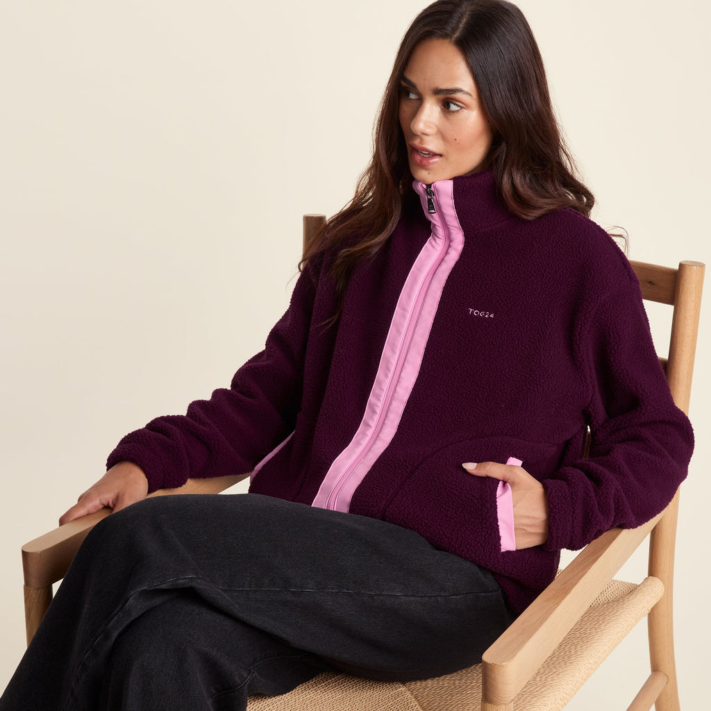 Emilie Womens Relaxed Fit Sherpa Fleece - Aubergine - Image 5