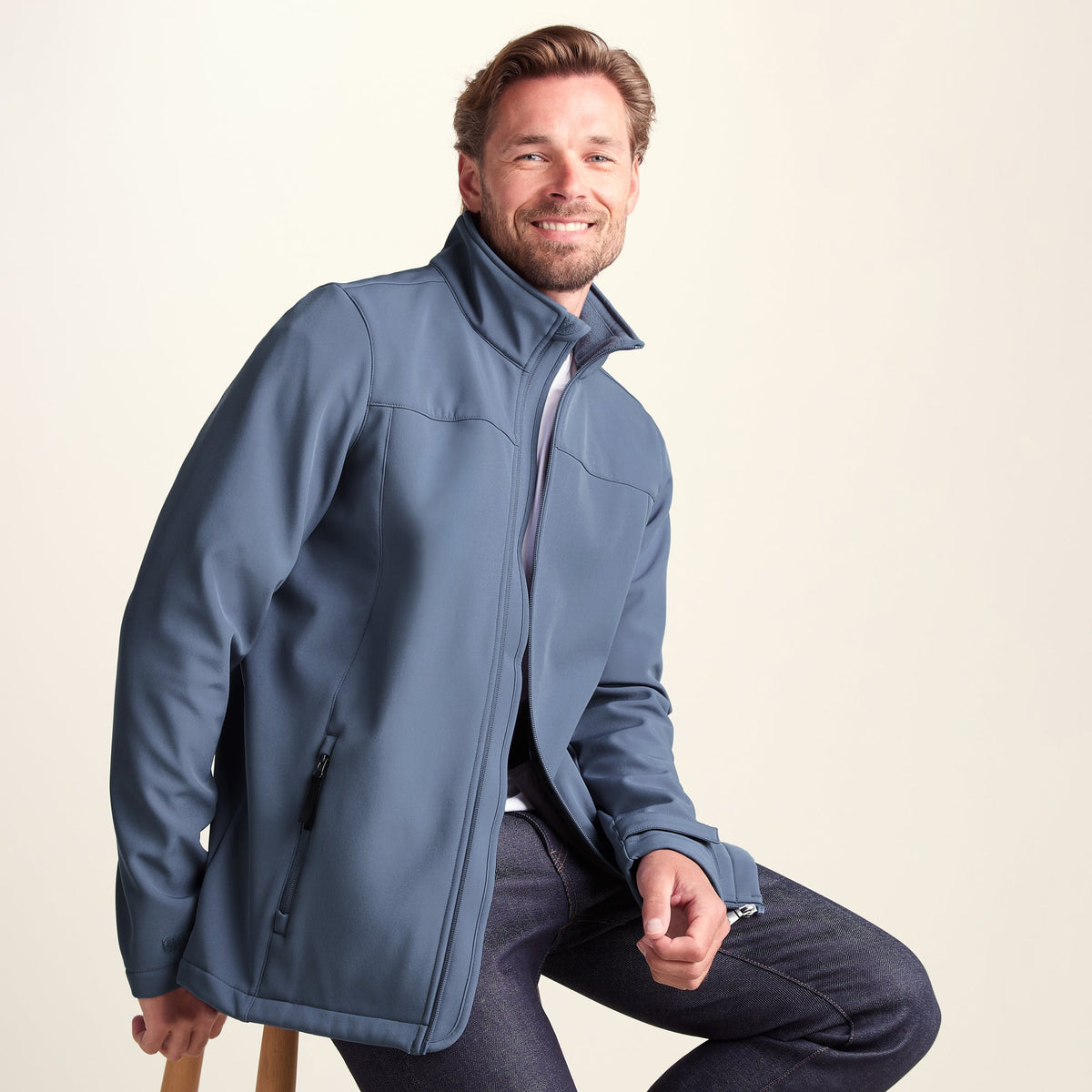 Feizor Mens Shower Resistant Softshell Jacket - Smokey Blue - Image 4