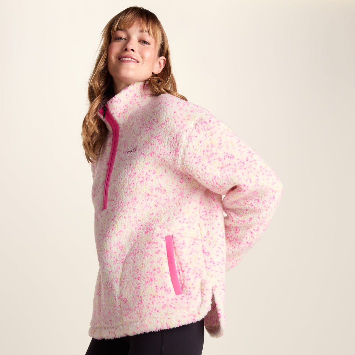 Flossie Womens Sherpa Zip Neck Fleece - Vanilla Nep - Image 6