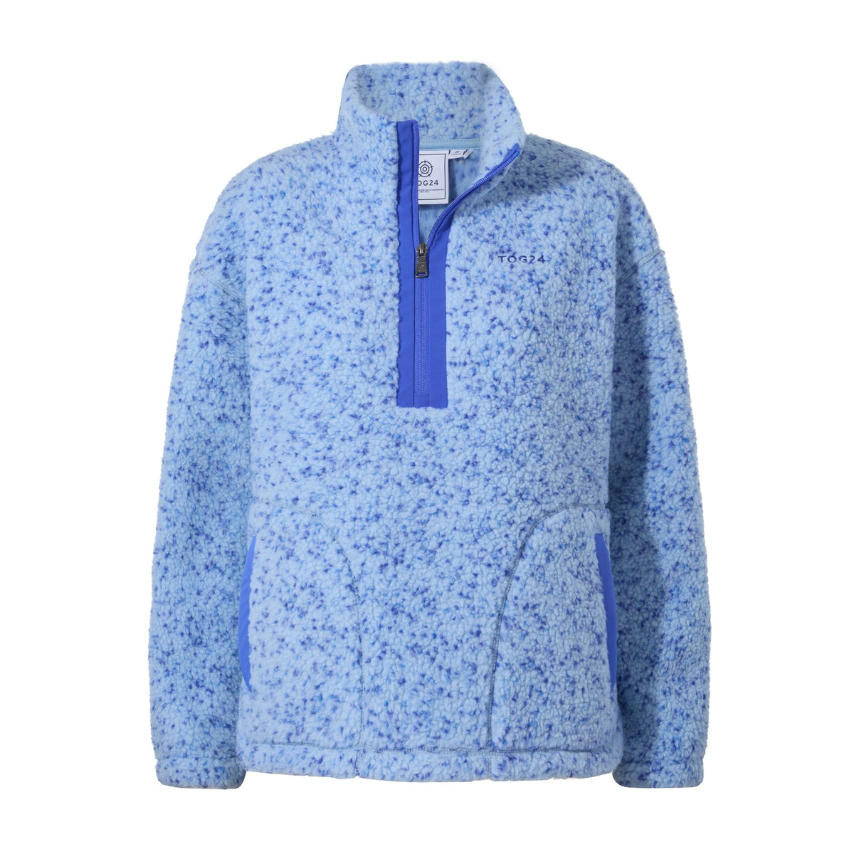 Flossie Womens Sherpa Zip Neck Fleece - Powder Blue Nep - Image 7