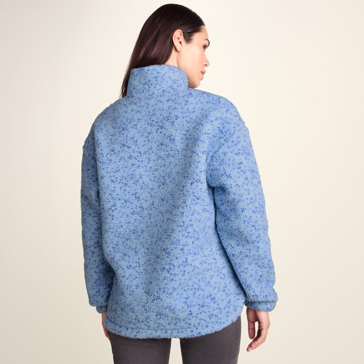 Flossie Womens Sherpa Zip Neck Fleece - Powder Blue Nep - Image 3